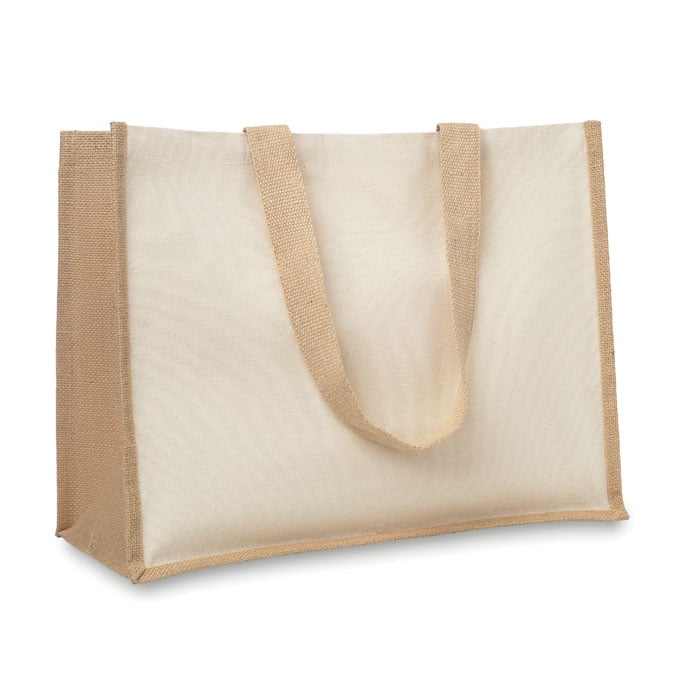 Jute og canvas shopping taske