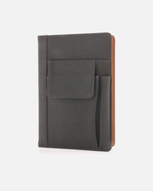 Notesbog med mobillomme